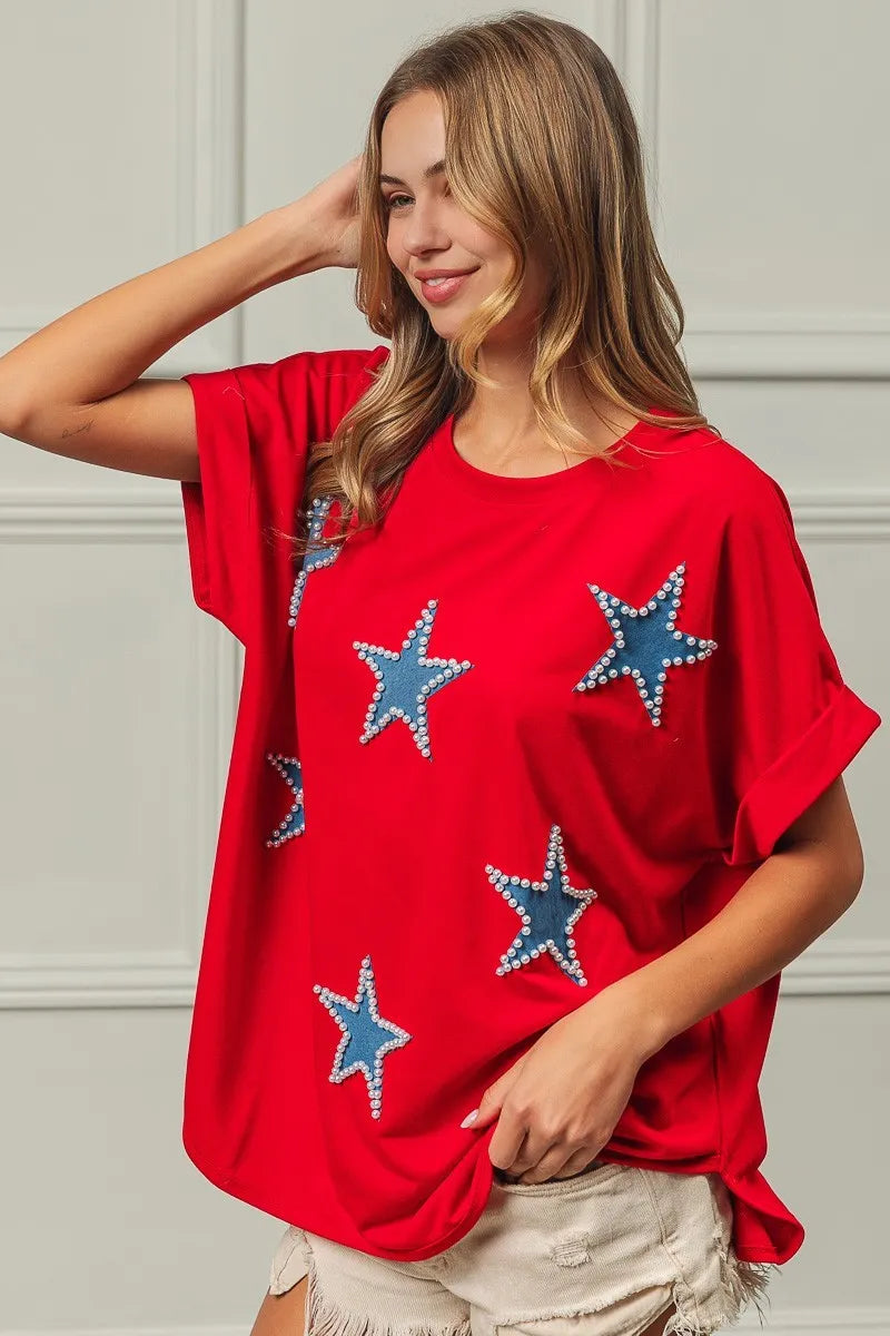 BiBi Fourth Of July Terry T-Shirt - Trendsi | Lola Mariee