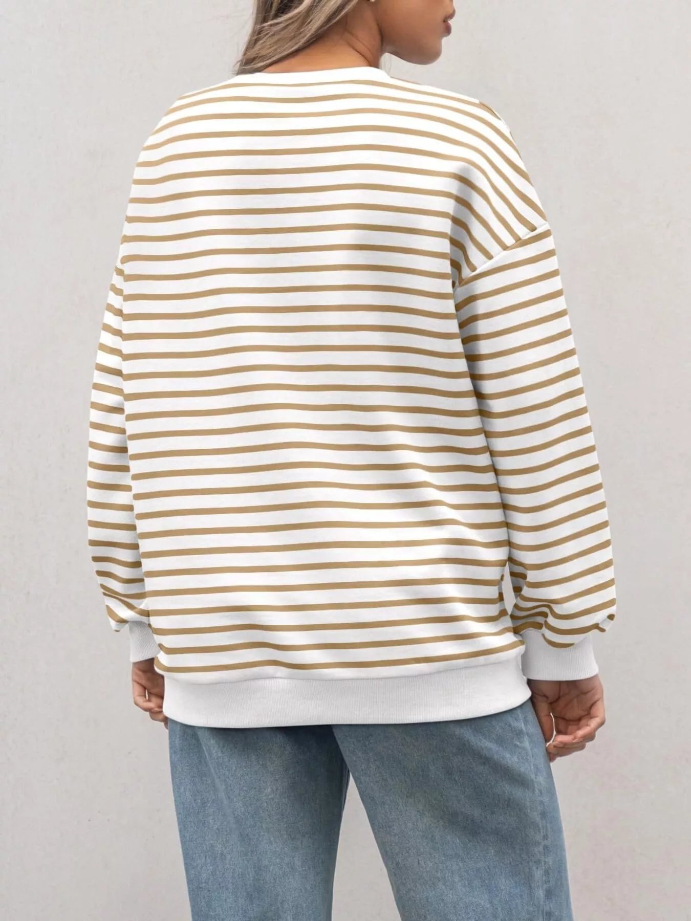 Striped Round Neck Oversized Casual Sweatshirt - Trendsi | Lola Mariee