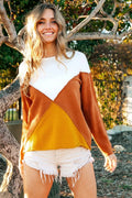 BiBi Color Block Geometric Sweater - Trendsi | Lola Mariee