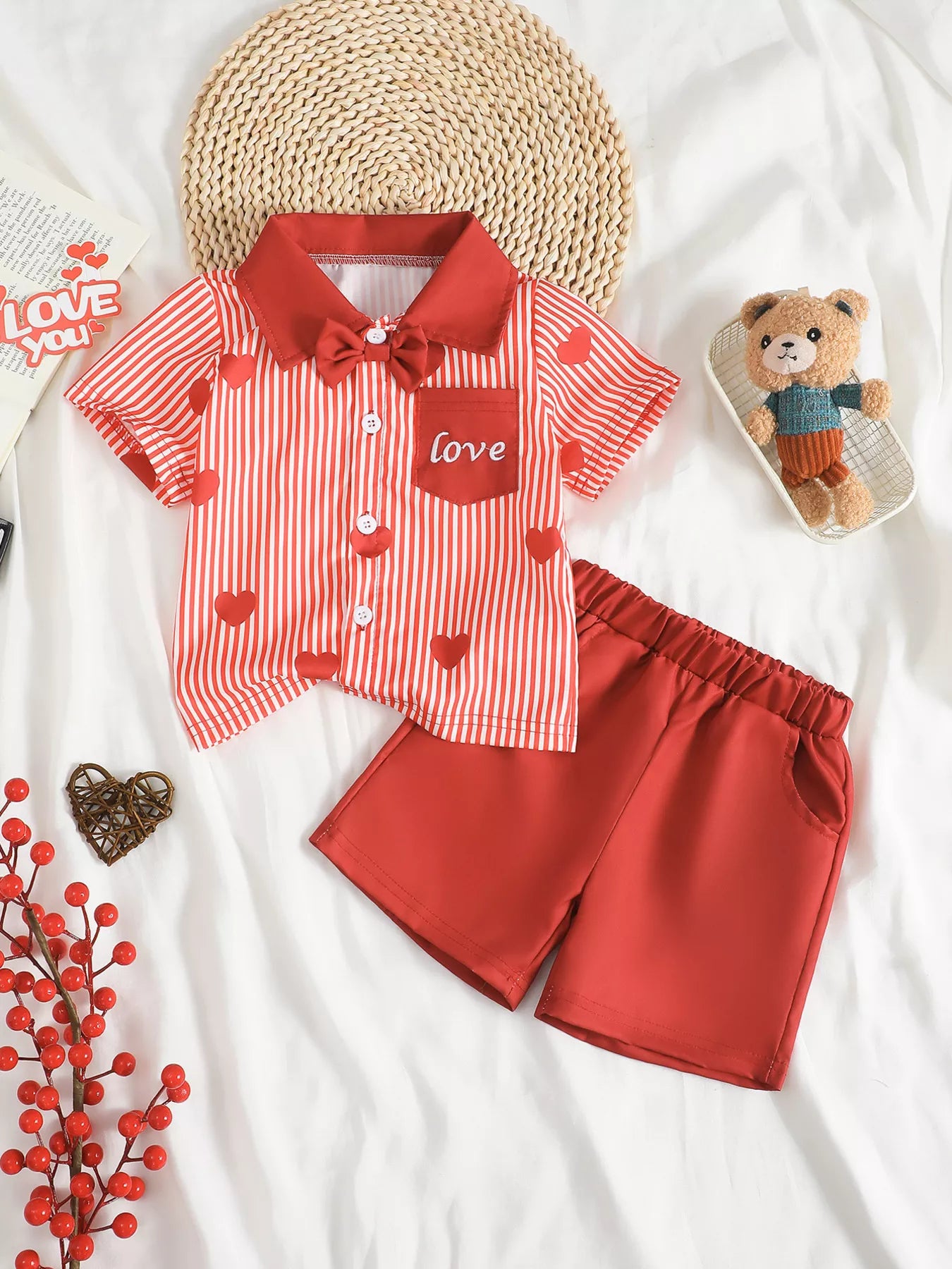 Children's Lucky Clover Print Striped Shirt & Shorts Set – view 7 | Lola Mariee