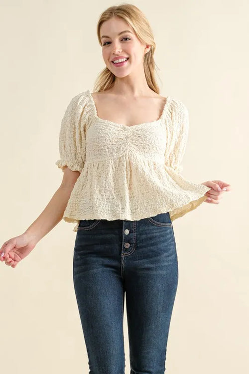 And The Why Lovely Textured and Smocked Top | Lola Mariee