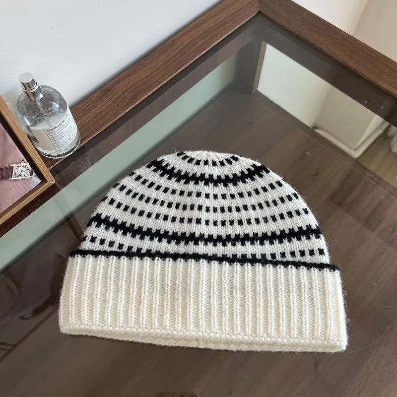 Wool Striped Warm Knit Hat – view 5 | Lola Mariee