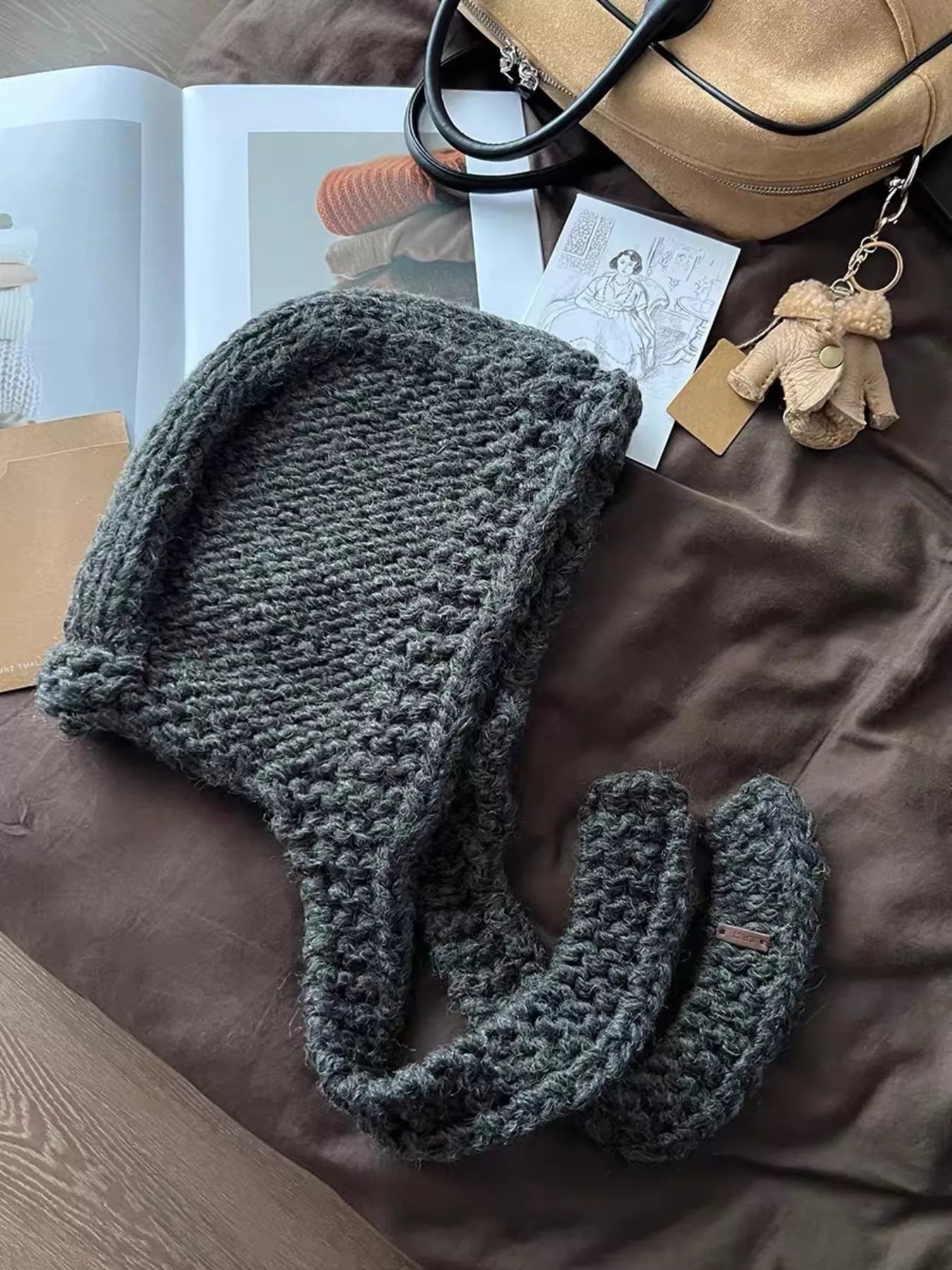 Knitted Hooded Scarf Hat – view 4 | Lola Mariee