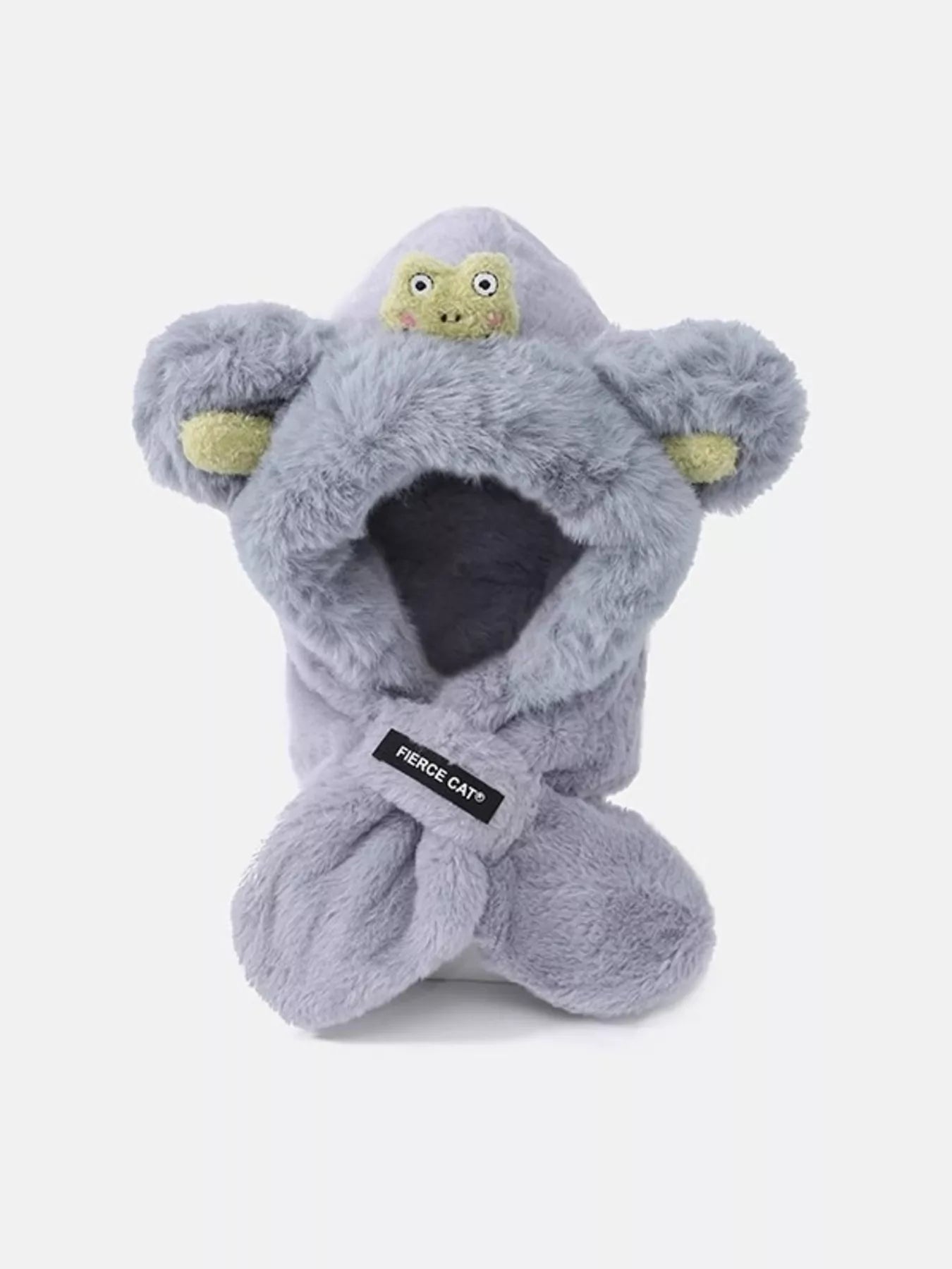 Children's Frog Plush Scarf Hat – view 7 | Lola Mariee
