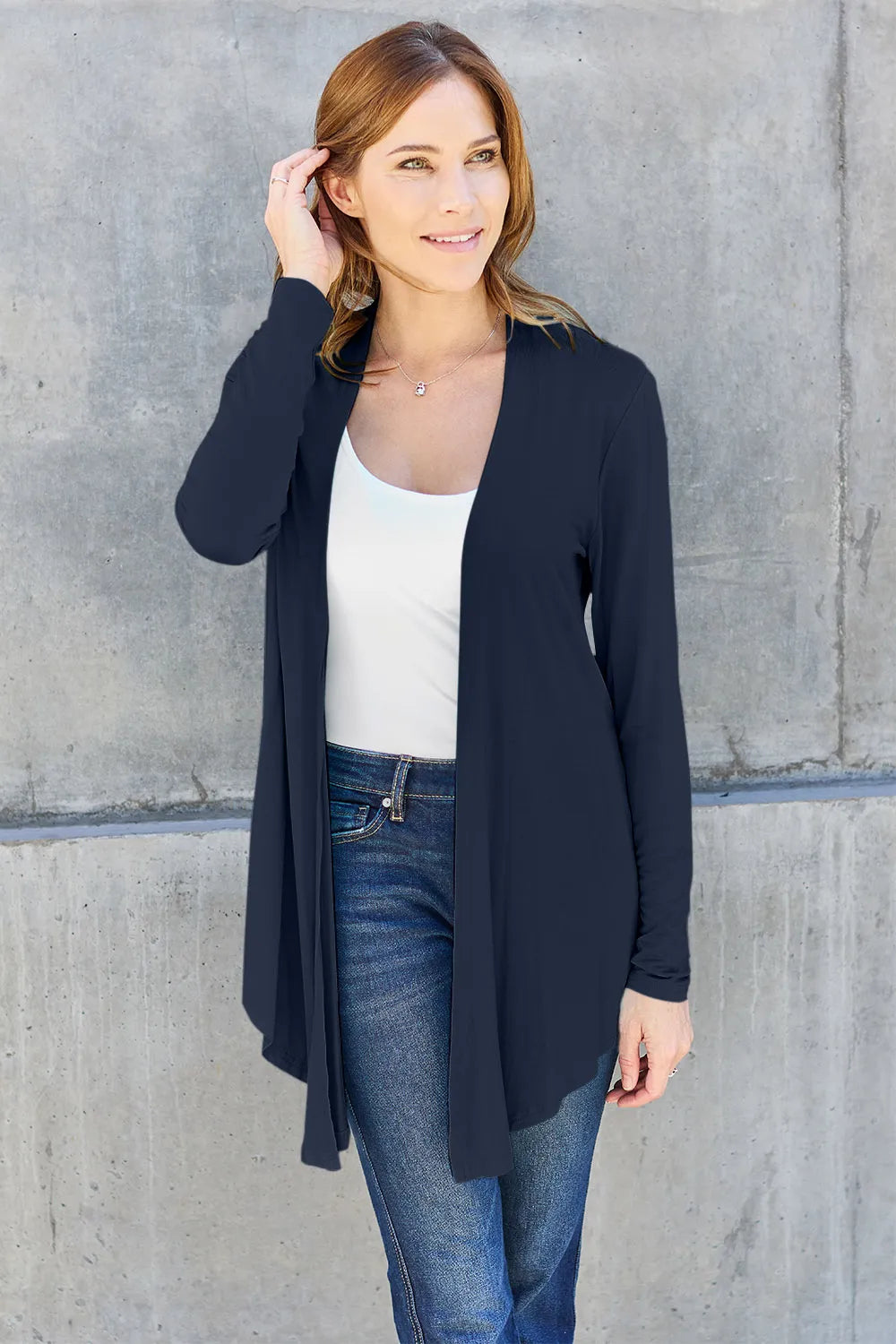 Basic Bae Full Size Open Front Long Sleeve Cardigan – view 5 | Lola Mariee