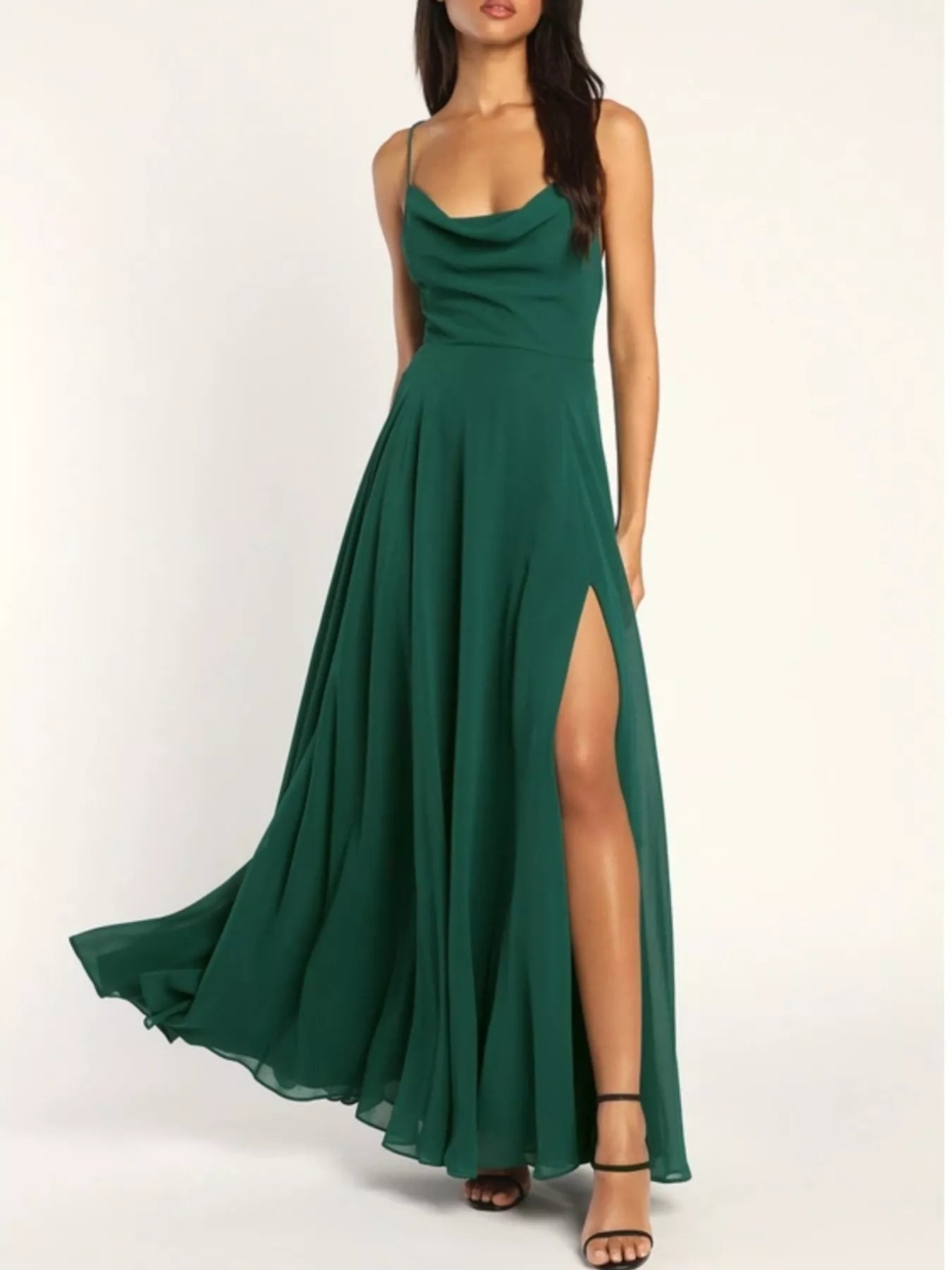 Slit Cowl Neck Maxi Dress – view 9 | Lola Mariee