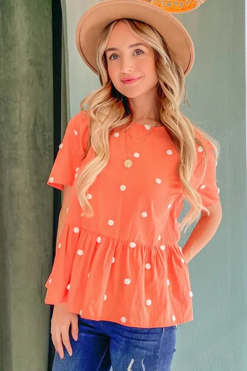 And The Why Pom Pom Polka Dots Short Sleeve Top | Lola Mariee