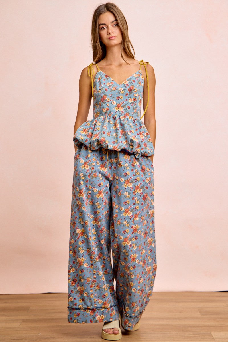 BiBi Floral Printed Drawstring Wide Pants - Trendsi | Lola Mariee