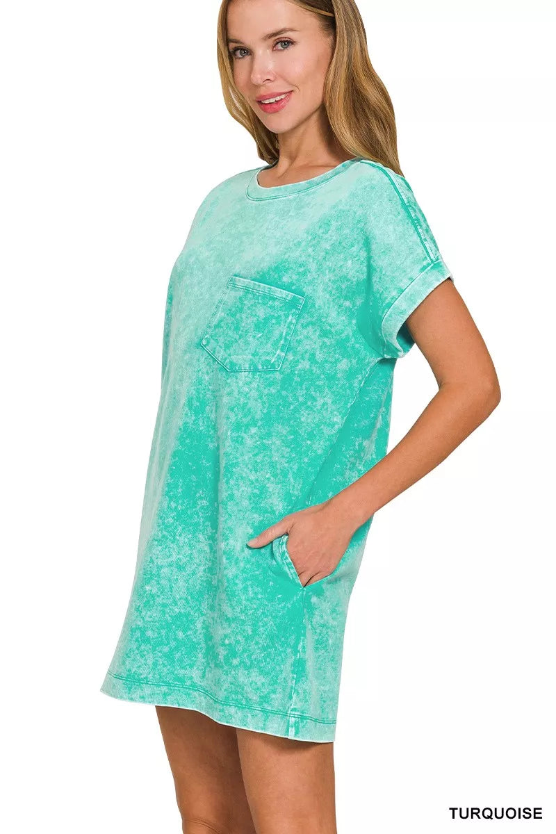 Zenana Premium Cotton Washed T-Shirt Dress - Trendsi | Lola Mariee