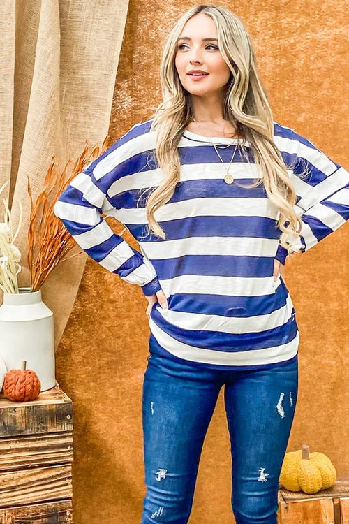 And The Why Stripe Twist Back Loose Top | Lola Mariee