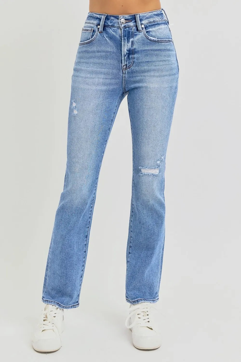 RISEN Full Size Distressed High-Rise Ankle Straight Jeans - LOLA MARIEE | Lola Mariee