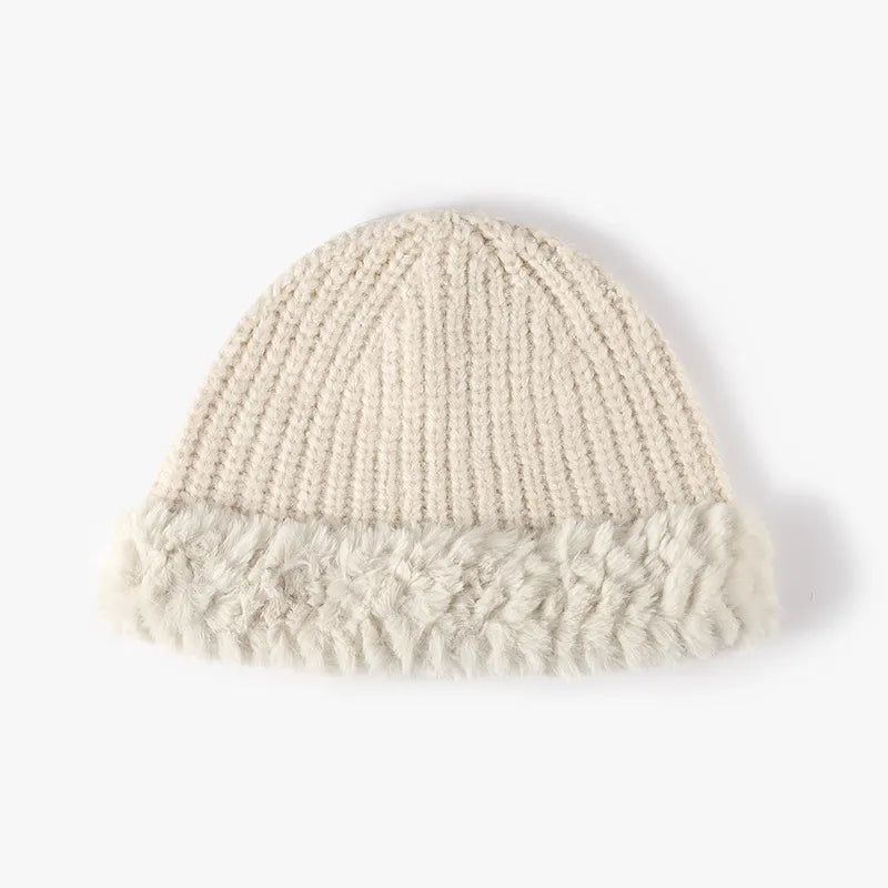 Fuzzy Hem Knit Hat – view 6 | Lola Mariee