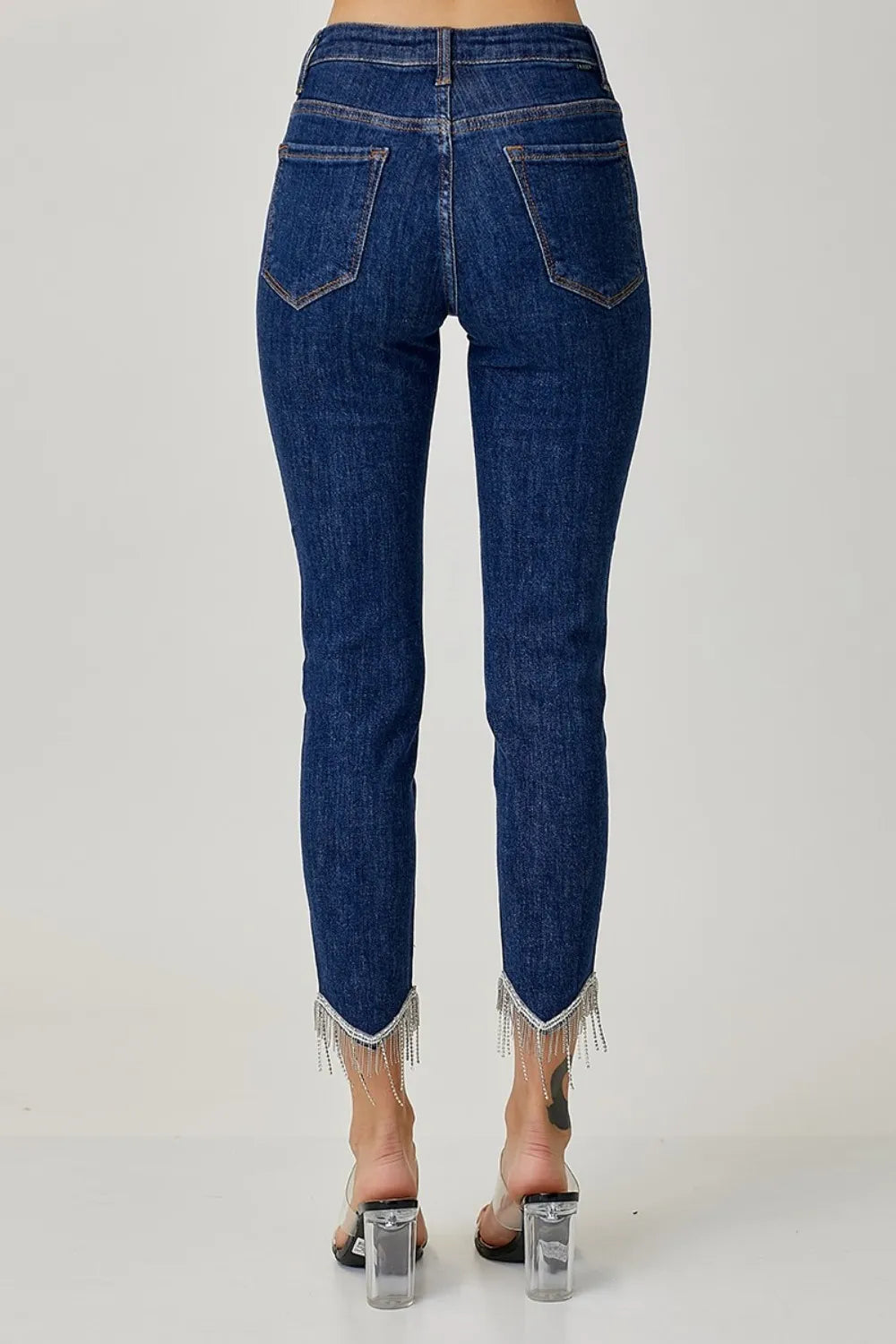 RISEN Full Size Embellished Mid Rise Crop Skinny Jeans - LOLA MARIEE | Lola Mariee
