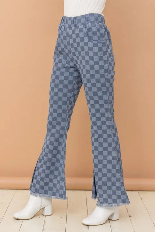 And The Why Checkerboard High Waist Bell Pants – view 2 | Lola Mariee