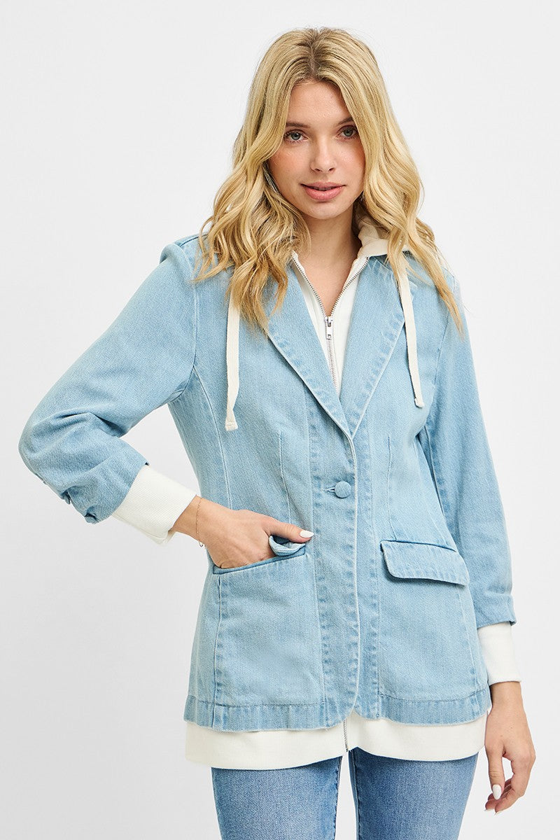 RISEN One Button Blazer with Hoodie Jacket | Lola Mariee
