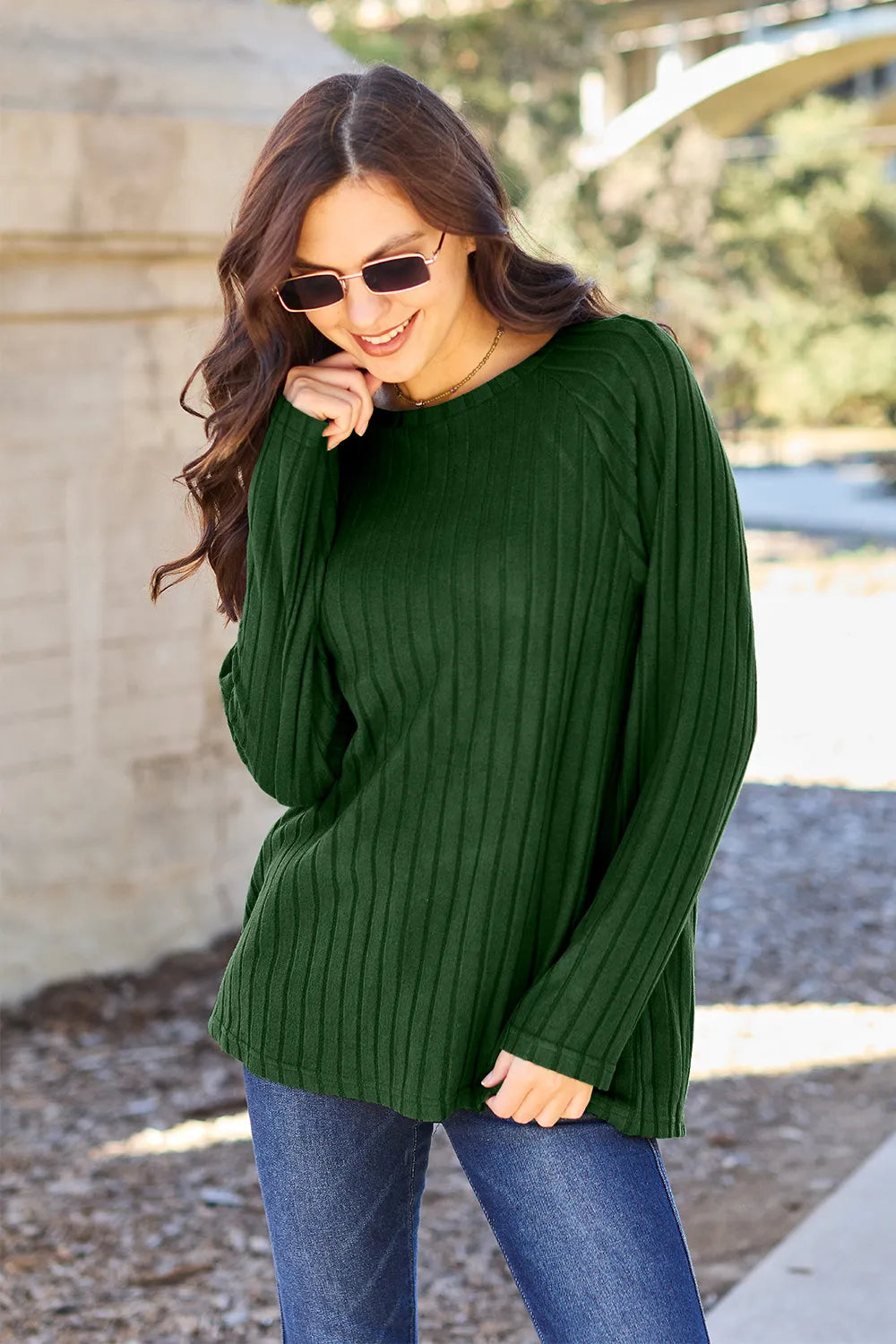 Basic Bae Full Size Ribbed Round Neck Long Sleeve Knit Top – view 7 | Lola Mariee