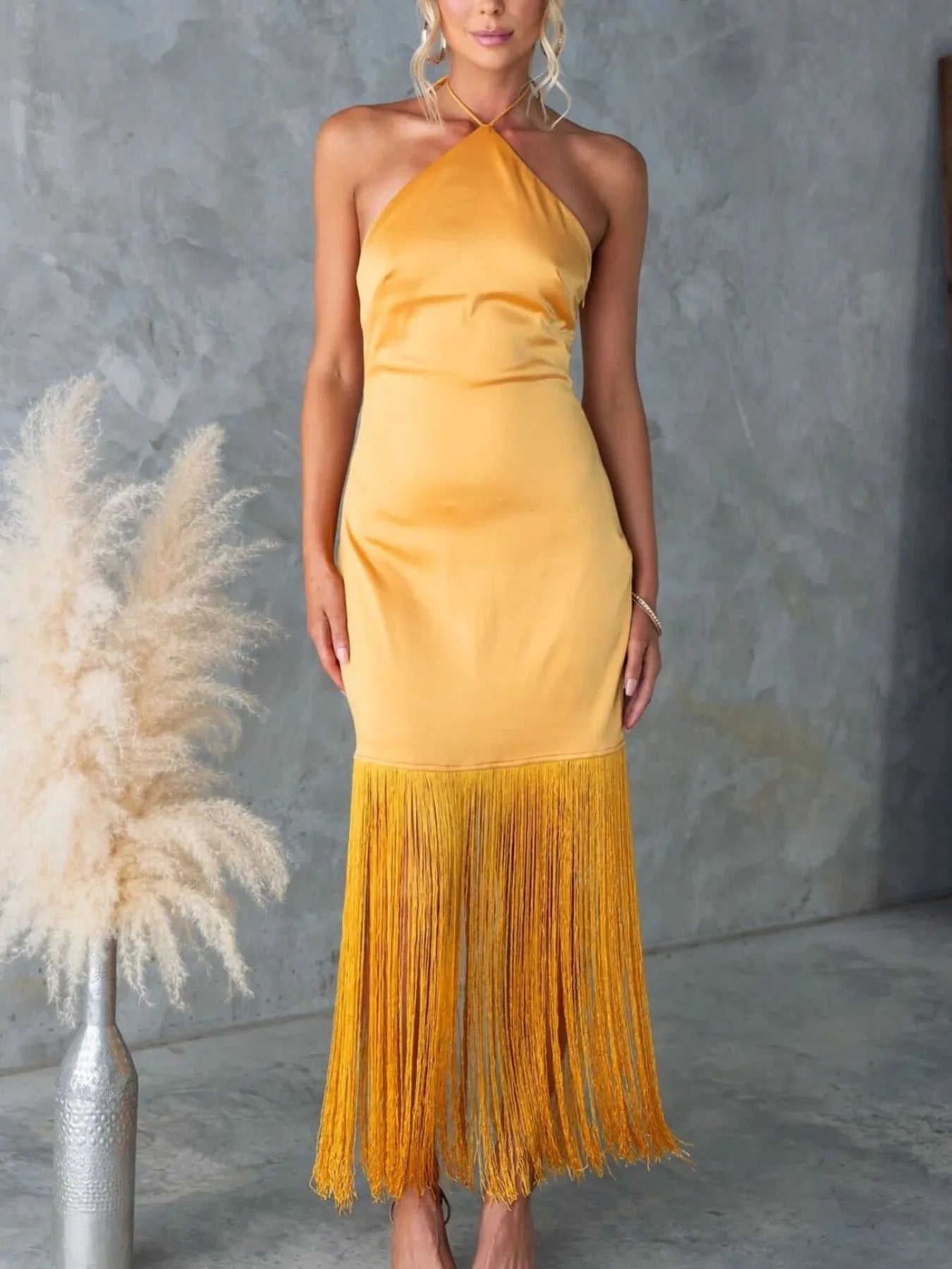 Fringe Halter Neck Dress – view 5 | Lola Mariee