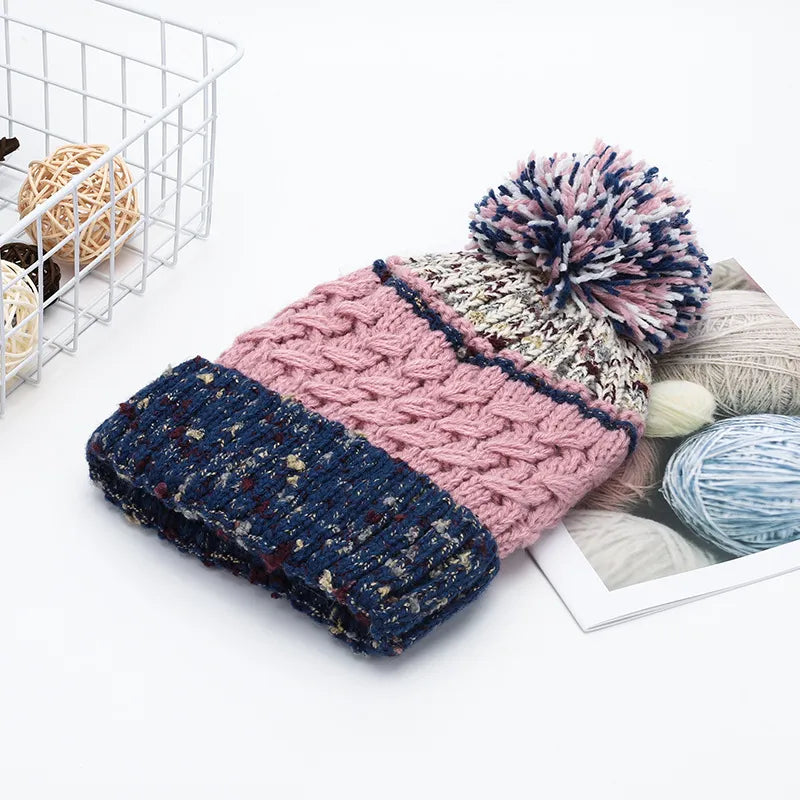 Contrast Thermal Hat with Pompom – view 4 | Lola Mariee