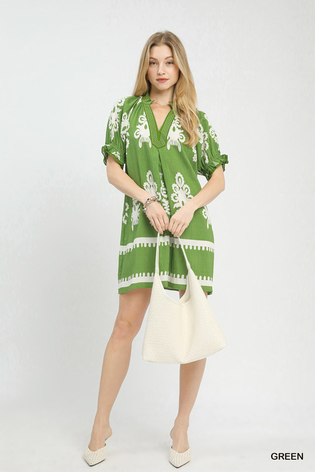 Umgee Two Tone Border Print Mini Dress - Trendsi | Lola Mariee