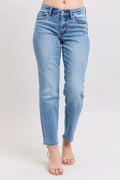 Judy Blue Full Size Mid Rise Vintage Wash Slim Jeans with Cell Phone Pocket Plus Size - women's bottoms at Lola Mariee boutique