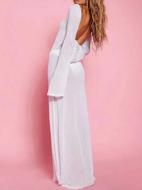 Backless Long Sleeve Maxi Cover-Up | Lola Mariee