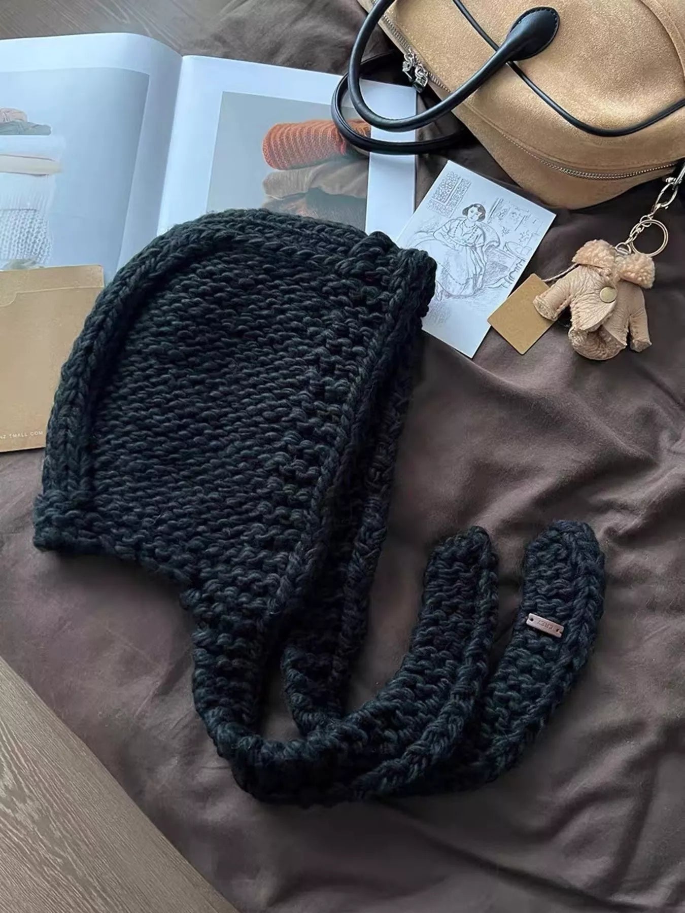 Knitted Hooded Scarf Hat – view 7 | Lola Mariee