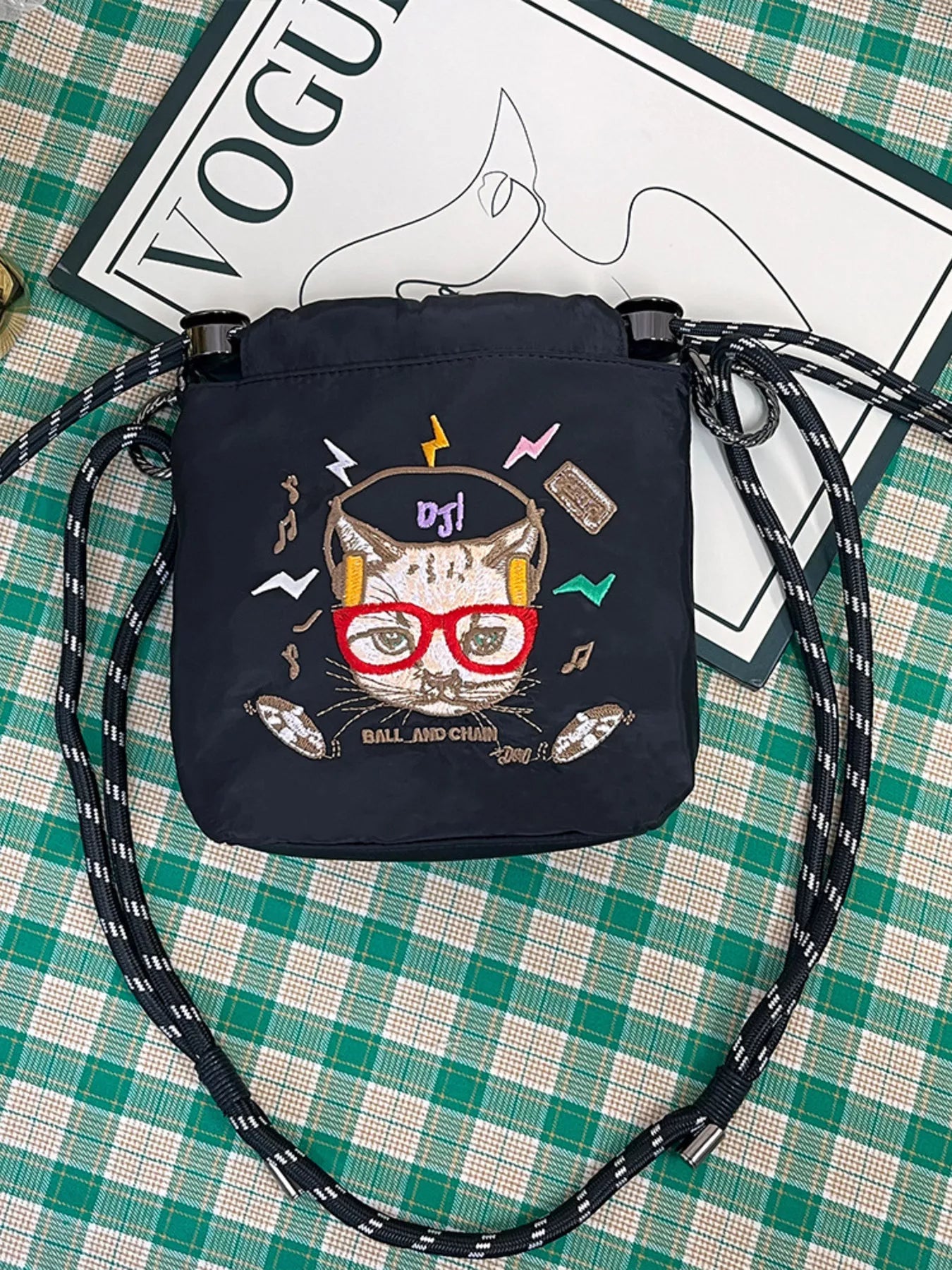 Embroidered Crossbody Bag with Rope Strap – view 6 | Lola Mariee