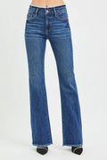 RISEN Full Size Mid Rise Bootcut Frayed Waistband Hem Detail Jeans Plus Size - women's shoes at Lola Mariee boutique