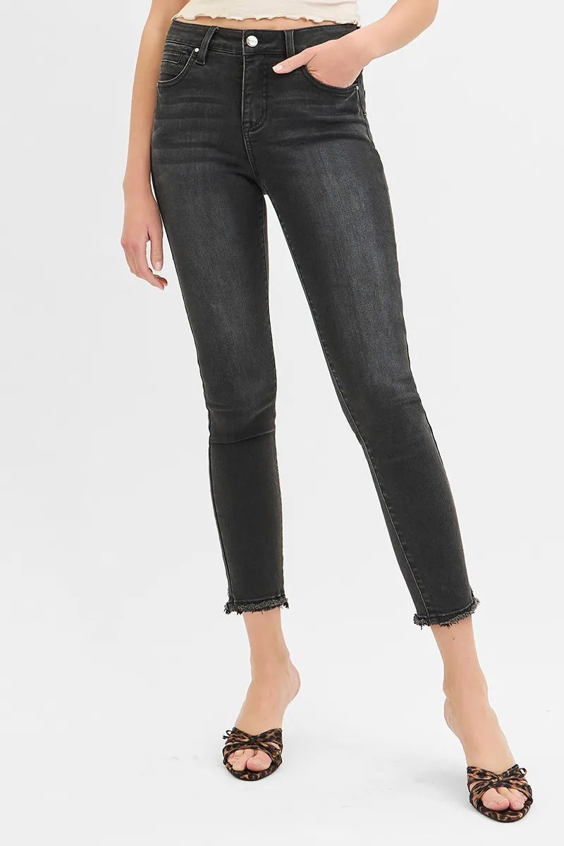 RISEN Full Size Tummy Control Mid Rise Crop Skinny Jeans Plus Size - women's top at Lola Mariee boutique