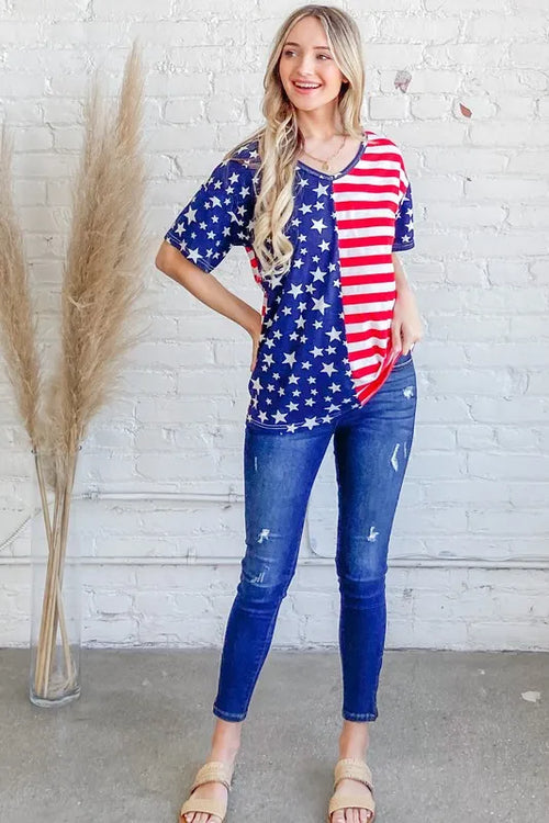 And The Why American Flag Short Sleeve Top | Lola Mariee