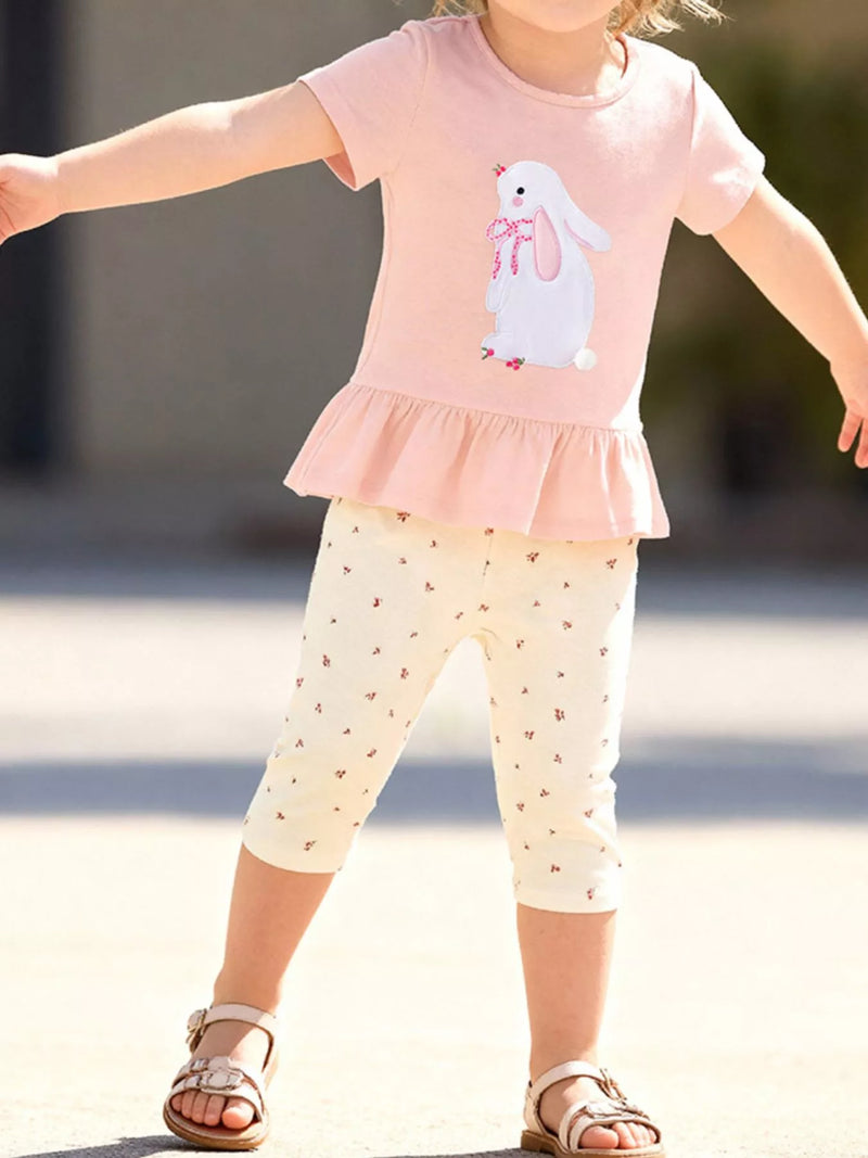 Children's Bunny Embroidered Top & Capri Leggings Set | Lola Mariee