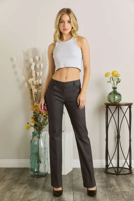 Mittoshop Full Size Solid Color Pants with Pocket Plus Size – view 4 | Lola Mariee