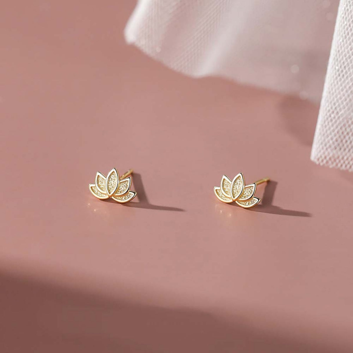 Lotus Flower Stud Earrings – view 6 | Lola Mariee
