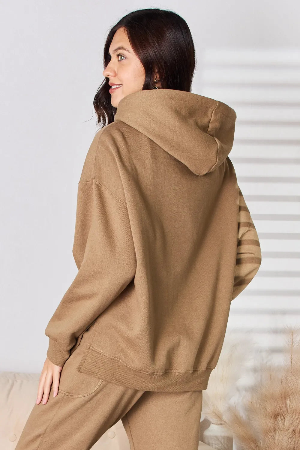 RISEN Drawstring Drop Shoulder Long Sleeve Hoodie - LOLA MARIEE | Lola Mariee