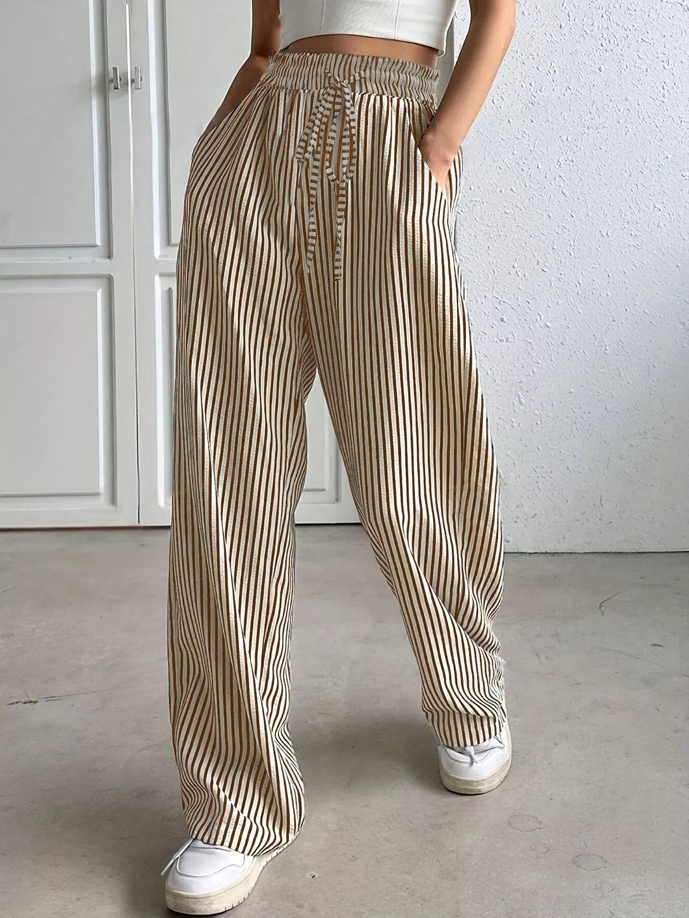 Striped Wide Leg Pants – view 5 | Lola Mariee