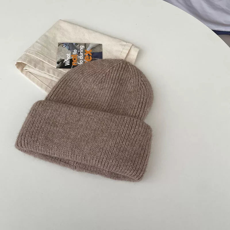 Warm Knitted Cuffed Beanie Hat – view 6 | Lola Mariee