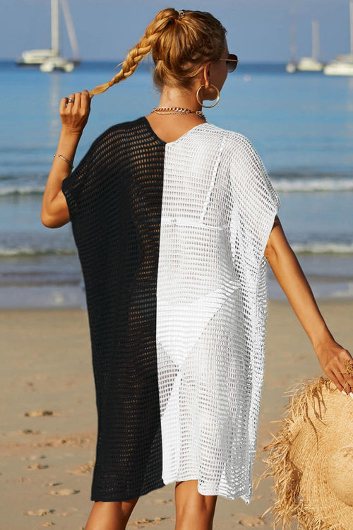 Angel Wings Two-Tone Side Slit Open Front Cover Up – view 2 | Lola Mariee