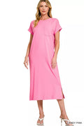 Zenana Round Neck Short Sleeve Midi Dress - Trendsi | Lola Mariee