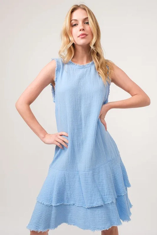 And The Why Washed Fringe Detail Tiered Dress – view 2 | Lola Mariee