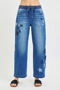 RISEN Elastic Band Slouchy Cropped Barrel with Star Patch - Trendsi | Lola Mariee