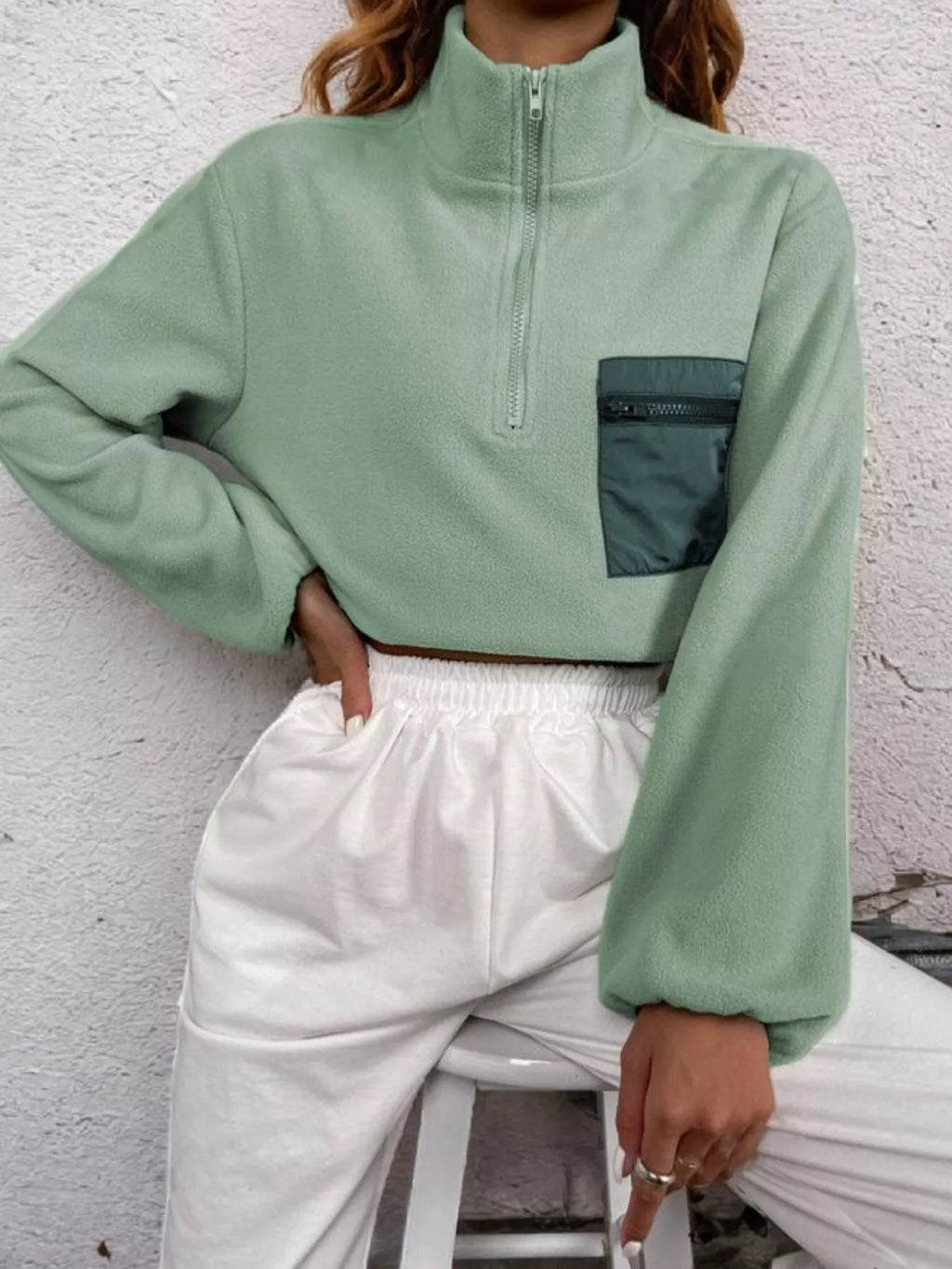 Half Zip Dropped Shoulder Sweatshirt - Trendsi | Lola Mariee