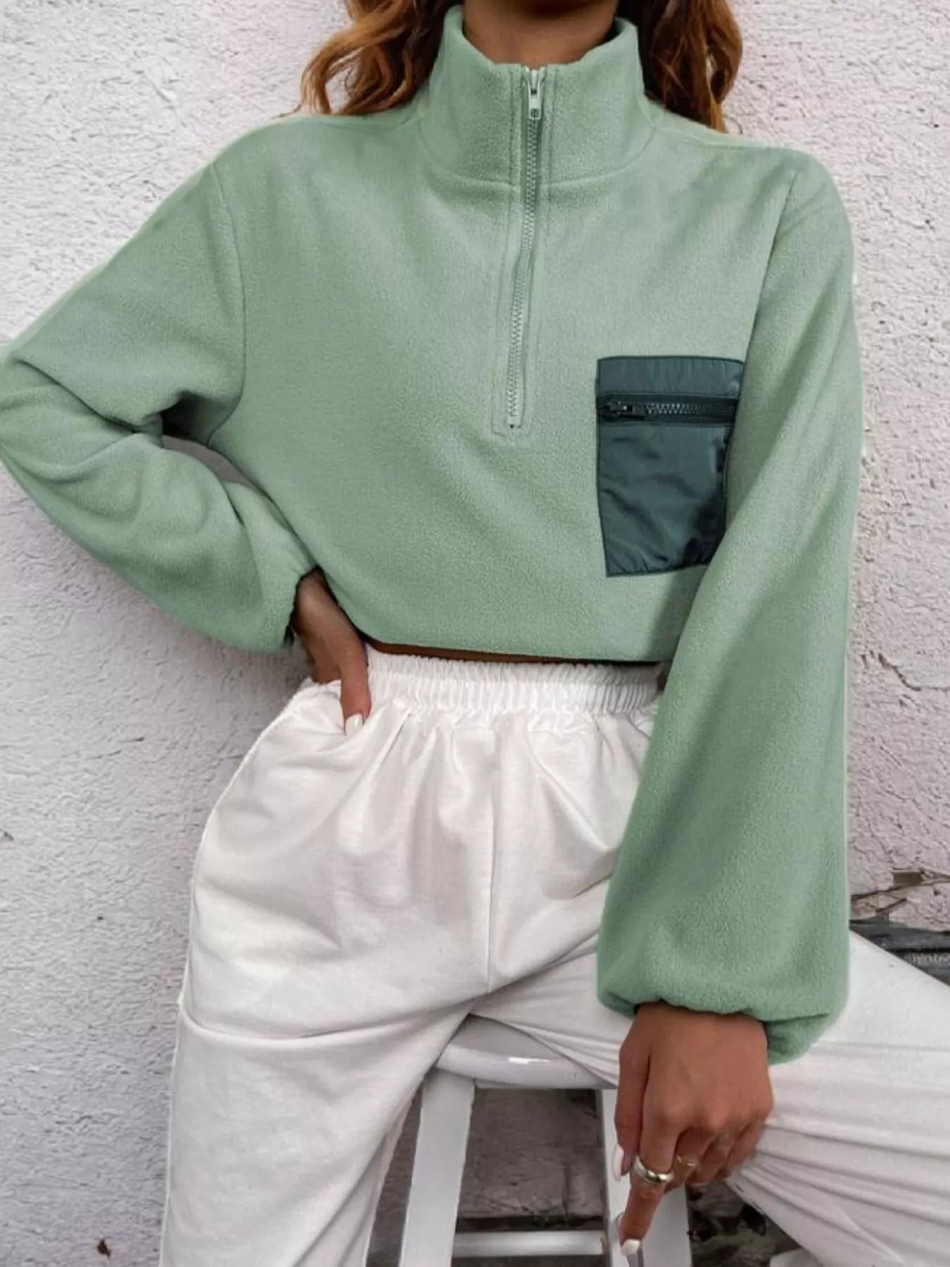 Half Zip Dropped Shoulder Sweatshirt - Trendsi | Lola Mariee