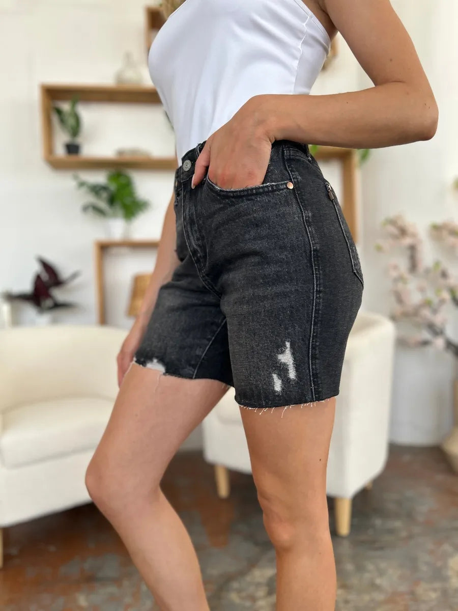 Judy Blue Full Size High Waist Rigid Magic Denim Shorts - women's bottoms at Lola Mariee boutique