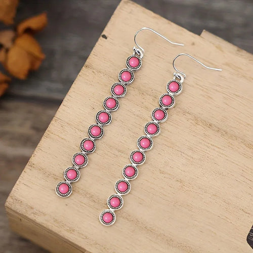 Artificial Turquoise Alloy Bar Earrings – view 2 | Lola Mariee