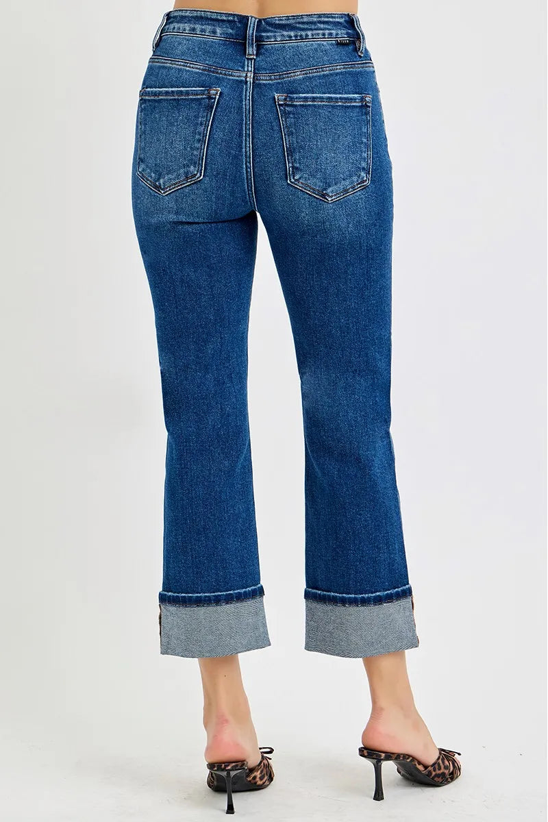 RISEN Full Size High Rise Ankle Straight Cuffed Jeans Plus Size - LOLA MARIEE | Lola Mariee
