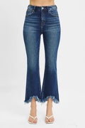 RISEN Full Size High Rise Crop Bootcut Fray Hem Jeans Plus Size - women's shoes at Lola Mariee boutique