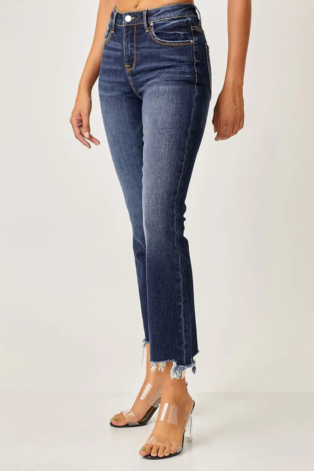 Risen Full Size Frayed Hem Cropped Straight Jeans - LOLA MARIEE | Lola Mariee