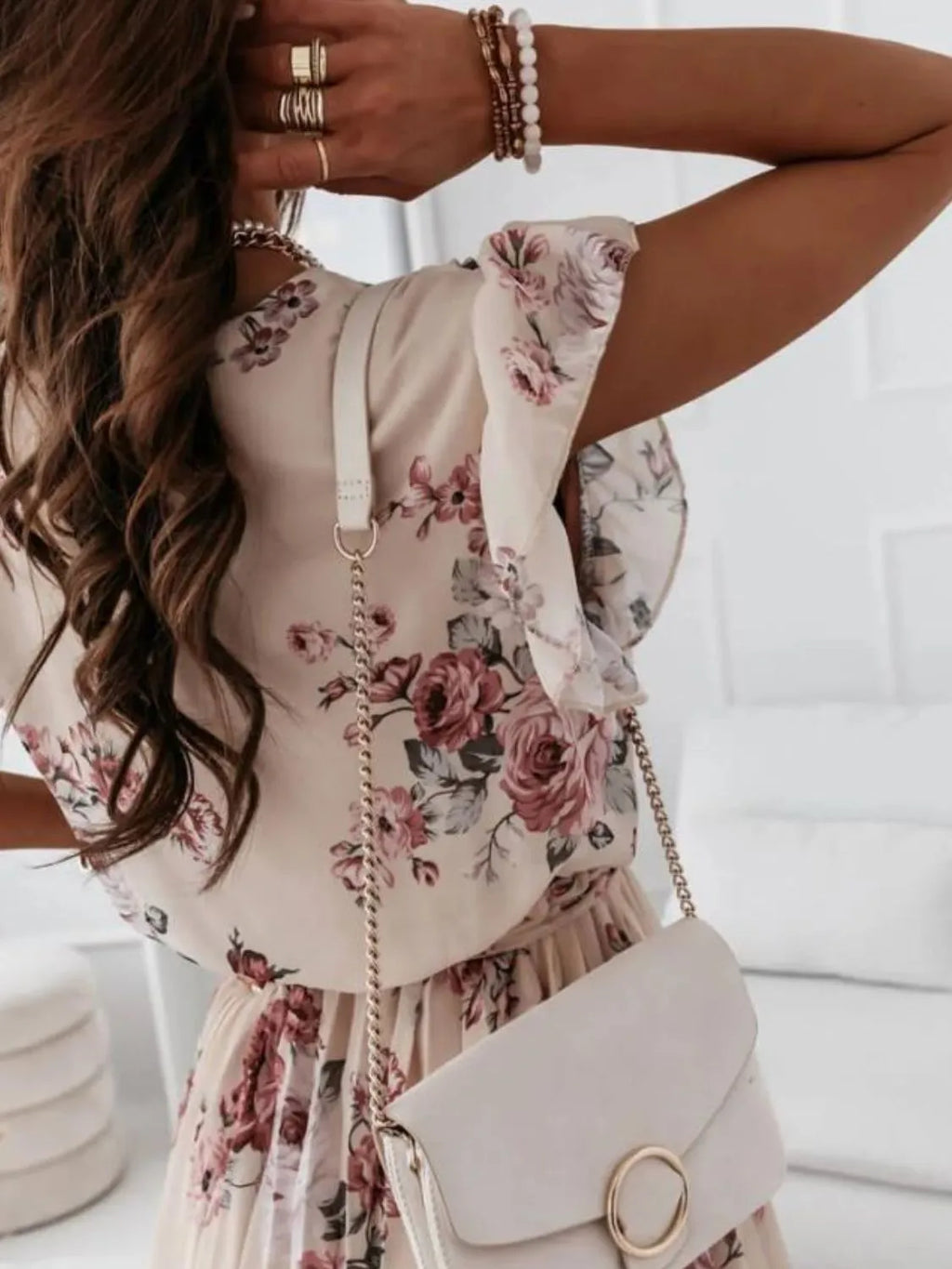Floral Surplice Ruffled Cap Sleeve Dress - Trendsi | Lola Mariee