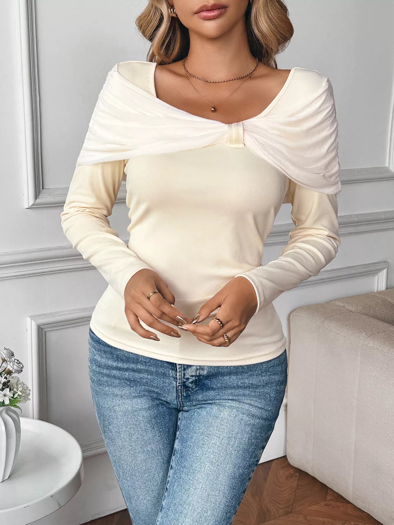 Bow Long Sleeve T-Shirt - Trendsi | Lola Mariee
