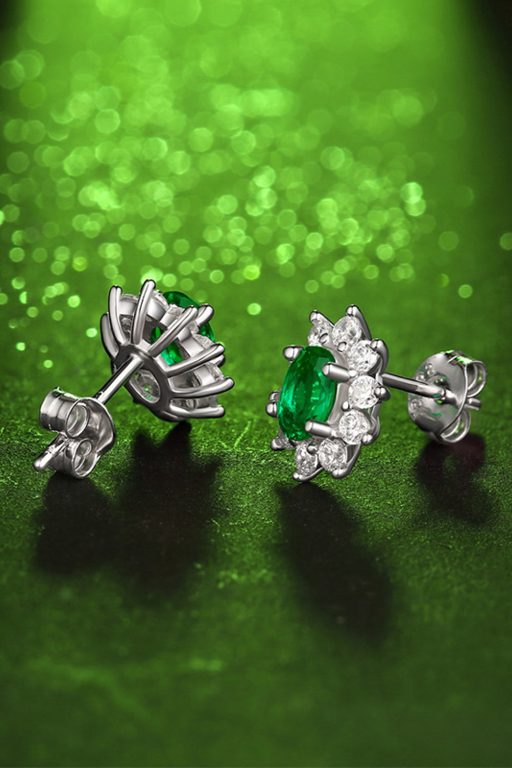 1 Carat Lab-Grown Emerald Stud Earrings – view 3 | Lola Mariee